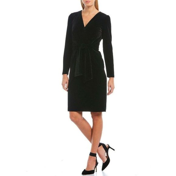 Antonio Melani Dresses & Skirts - Antonio Melani nel Black Velour Tie Sash Dress